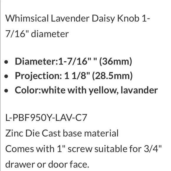 Set of 10 Daisy Lavender Flower Drawer Knobs - Picture 9 of 9